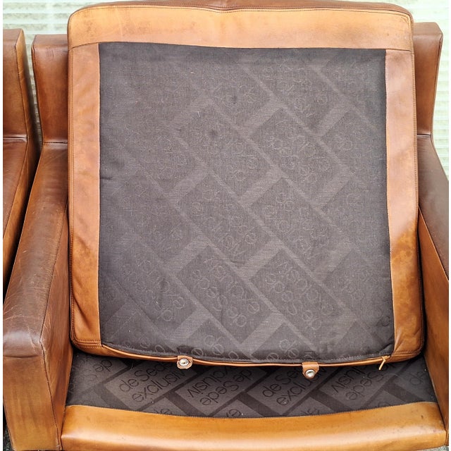 Metal Mid-Century DS 201 Armchairs in Cognac-Colored Cowhide Leather by Robert Haussmann for De Sede, 1960s, Set of 2 For Sale - Image 7 of 15
