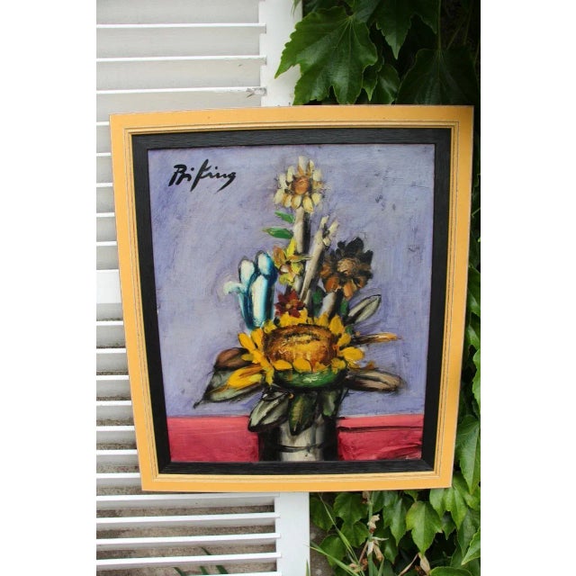 Franz Priking, Bouquet of Sunflowers, 1970s, Oil on Canvas, Framed For Sale - Image 6 of 8