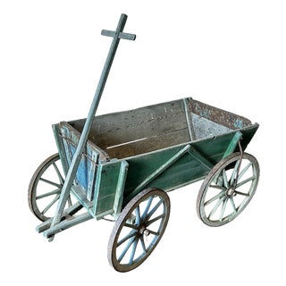 Victorian Painted Wooden Four-Wheel Hand Cart, 1880 For Sale