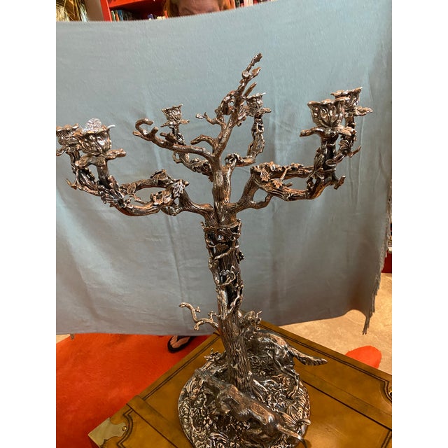 1980s Silver Plated Bronze Candelabra With Dogs For Sale In Naples, FL - Image 6 of 10