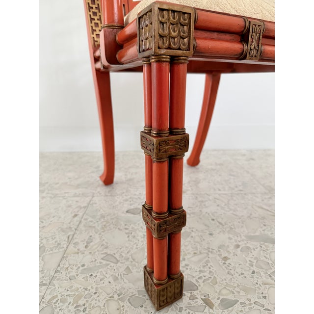 George III Style Orange & Gold Armchair by Maitland Smith From 70's For Sale - Image 11 of 14