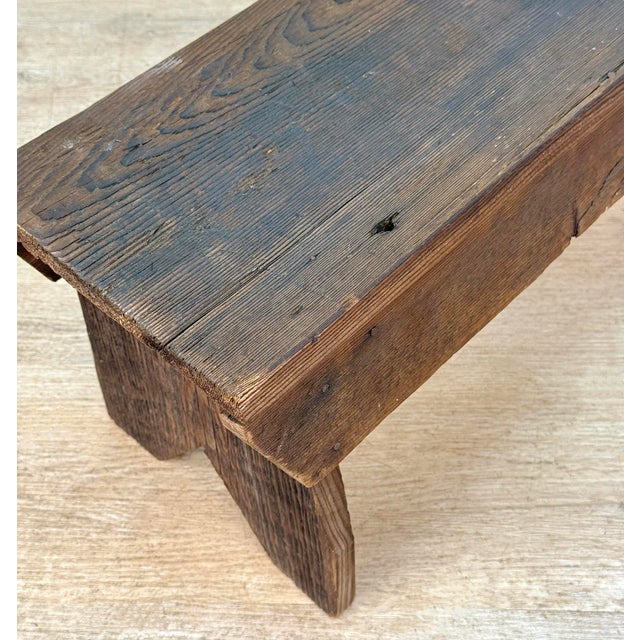 Antique Primitive Farmhouse Wood Footstool Ottoman For Sale - Image 6 of 8