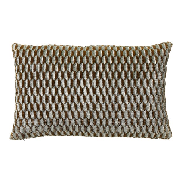 The House of Scalamandré Allegra Velvet Lumbar Pillow, Mineral For Sale