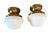 1910s 1910s Pair of Beaux Arts Matte Cased Glass Ceiling Light Fixtures on Original Brass Holders For Sale - Image 5 of 7