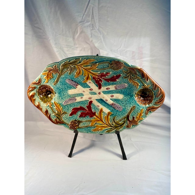 Antique, French Majolica Asparagus Platter - 1900s For Sale - Image 4 of 8