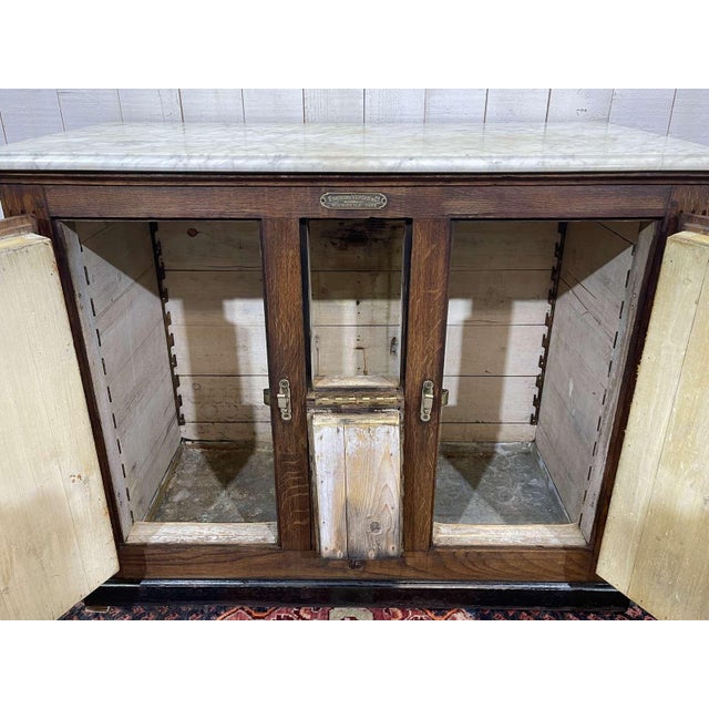 Antique Icebox in Oak with Marble Top, 1900s For Sale - Image 14 of 18