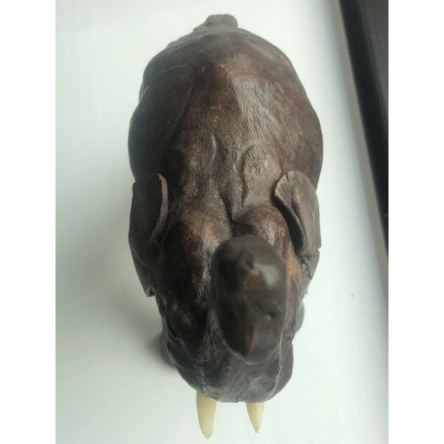 Vintage Mid Century Leather Wrapped Elephant Figure For Sale - Image 10 of 12