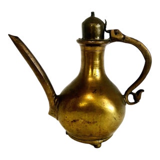 Vintage Indian Mughal-Style Brass Water Ewer For Sale