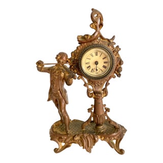 1891 Art Nouveau Cast Metal Figural Clock For Sale