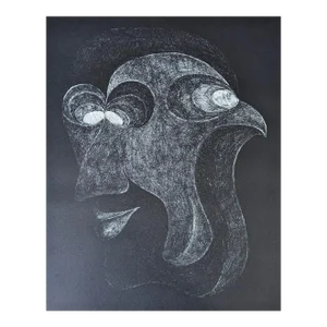 1973 Mid-Century Swedish Limited Edition Signed Figurative Lithograph - "Two Faces", Unframed