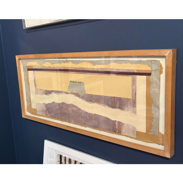 Mid-Century Modern Barbara Beck 1974 Paper Collage in Original Frame - Signed/Dated For Sale - Image 3 of 4