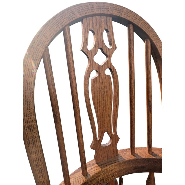 Vintage Solid Oak Bow-Back Windsor Dining Chairs - Set of 6 For Sale - Image 11 of 18