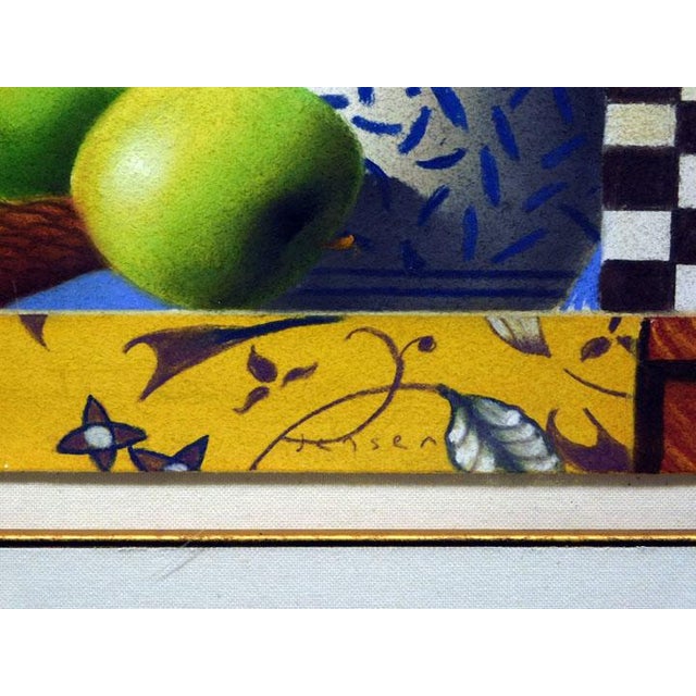 James Jensen Green Apples Original Pastel Paper Custom Framed Hand Signed For Sale - Image 4 of 4