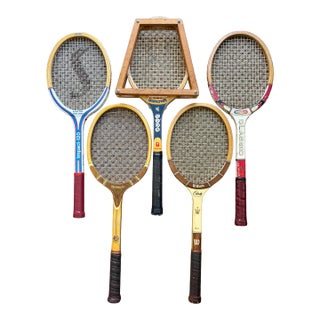 Vintage Wooden Tennis Rackets - Set of 5 For Sale