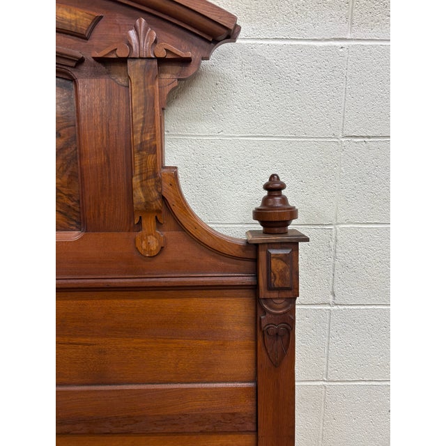 Antique Full Size Victorian Monumental Eastlake Carved High Back Bed For Sale - Image 13 of 16