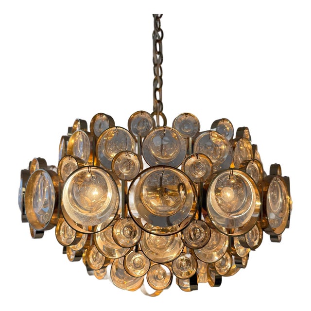 Postmodern 24-Karat Gold-Plated 6-Light Chandelier by Gaetano Sciolari for Palwa, 1970s For Sale