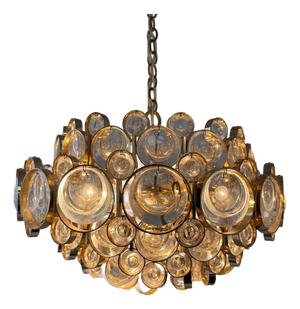 Postmodern 24-Karat Gold-Plated 6-Light Chandelier by Gaetano Sciolari for Palwa, 1970s