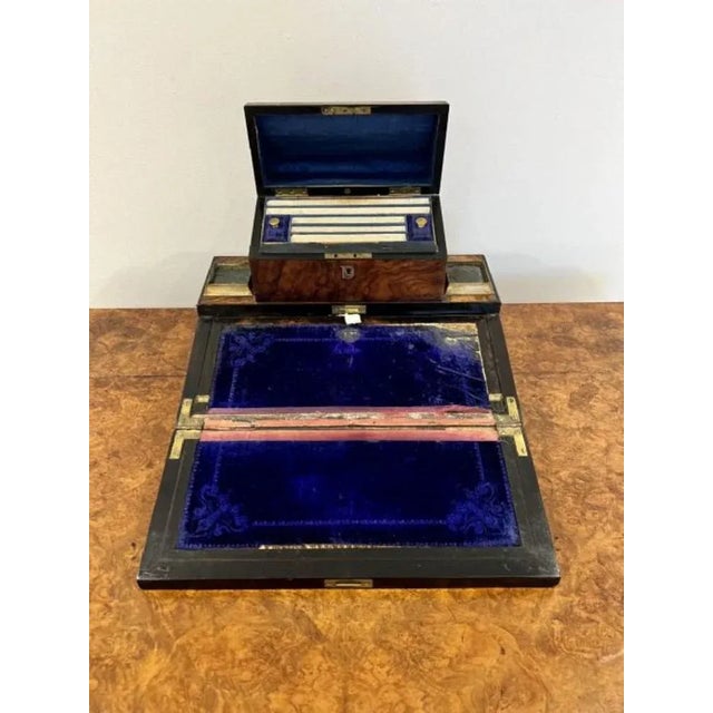 Victorian Burr Walnut Writing Box, 1850s For Sale - Image 6 of 8