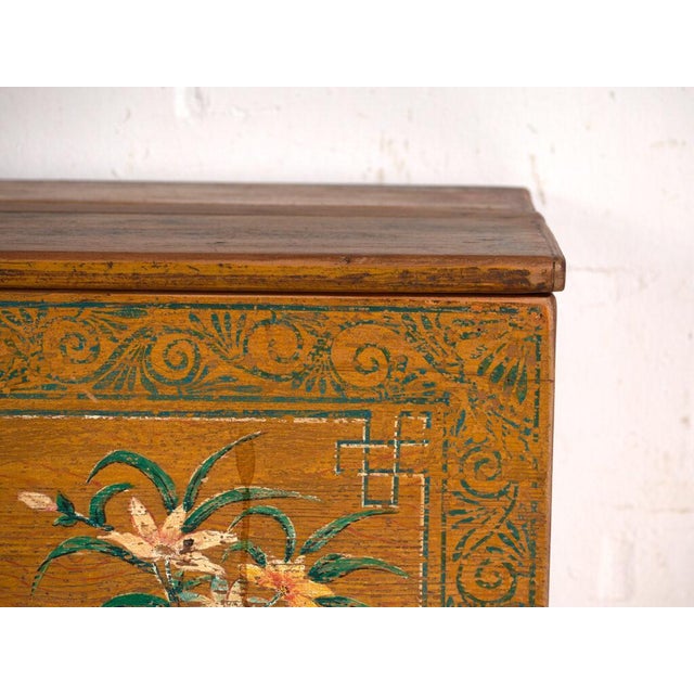Brown Antique Chinese Painted Trunk in Elm, 1900 For Sale - Image 8 of 13