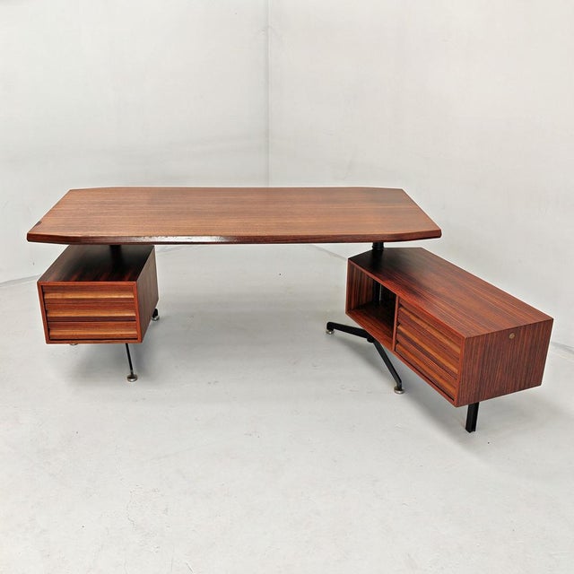 1970s Desk with Revolving Drawer Units by Osvaldo Borsani for Tecno, 1960s For Sale - Image 5 of 18