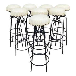 Vintage Wrought Iron Bar Stool, 1970s For Sale