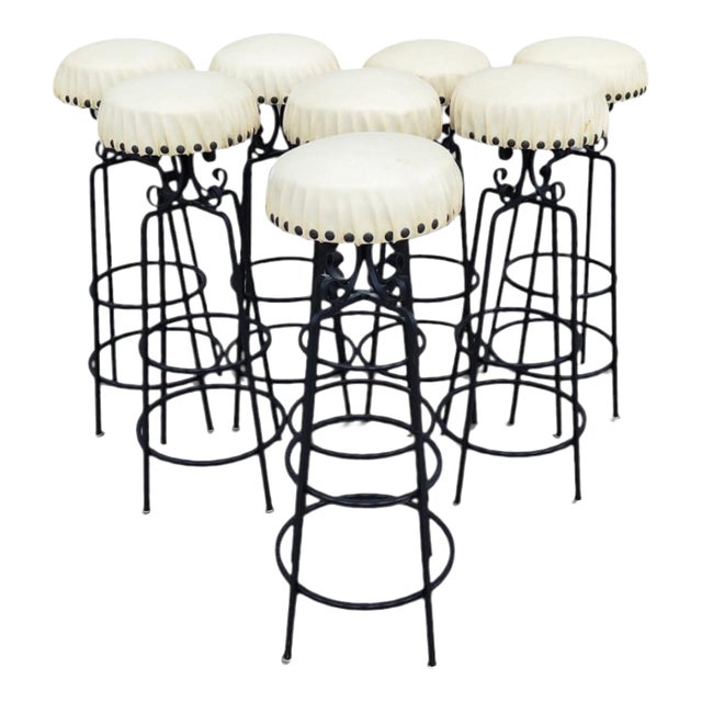 Vintage Wrought Iron Bar Stool, 1970s For Sale