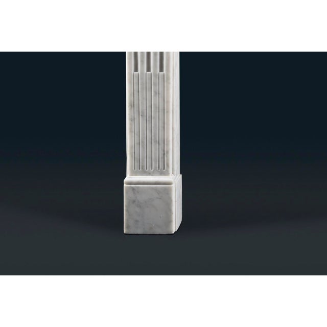 French Louis XVI Style Carrara Marble Fireplace Surround For Sale - Image 4 of 7