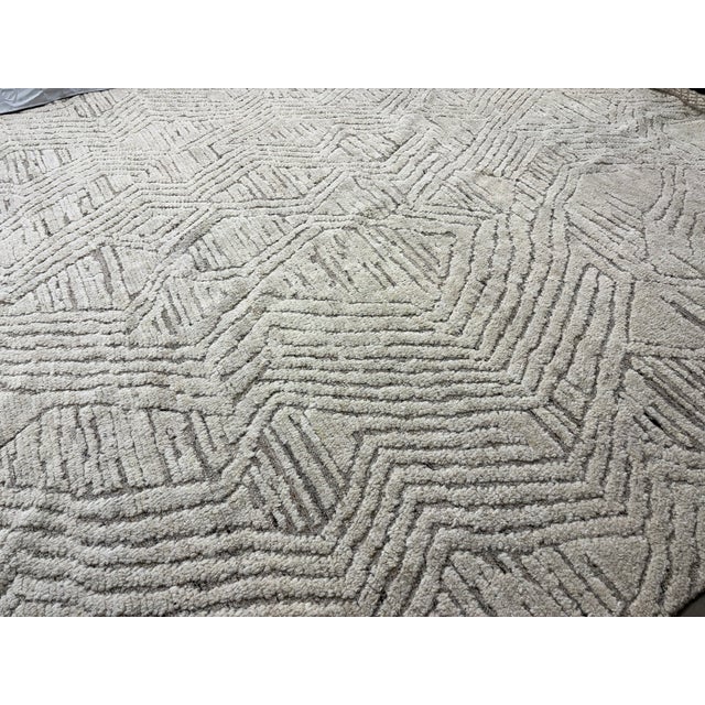 Rh Halima Hand-Knotted Wool Rug — 12' × 15' Marled Ivory / Latte | Undyed Wool | High-Low Texture For Sale - Image 13 of 18
