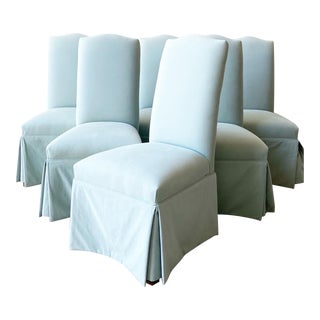 Mid Century Blue Skirt Dining Chairs by Lexington - Set of 6 For Sale