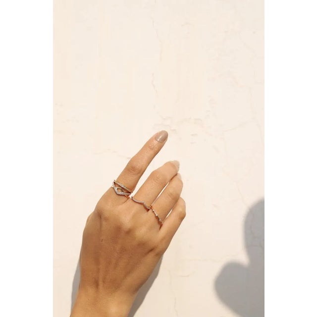This is part of Chairish’s Fine Jewelry assortment. Twisted Chevron Diamond Ring for Women in 14K Gold featuring natural...
