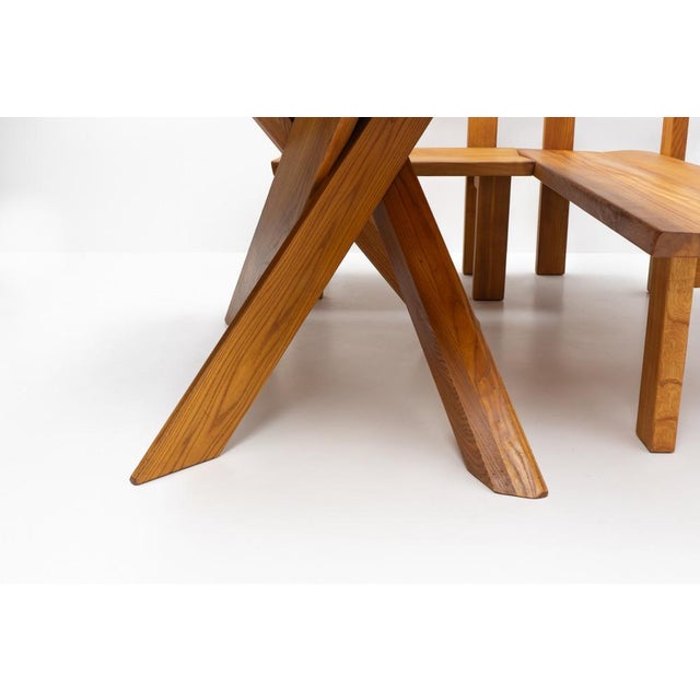 S35 & T35 Corner Dining Set in French Elm by Pierre Chapo, France, 1980s, Set of 3 For Sale - Image 11 of 13