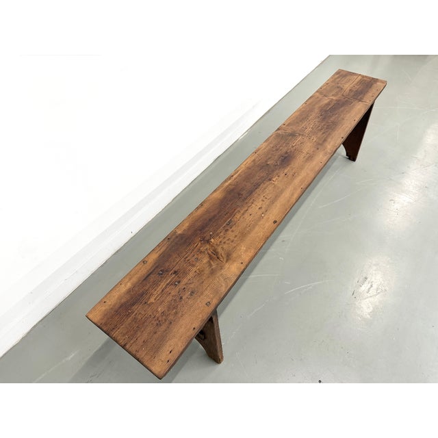Large Farm Bench in Varnished Pine, 1950s For Sale - Image 9 of 14
