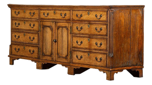 Large English George III Oak & Mahogany Dresser Base, 1790