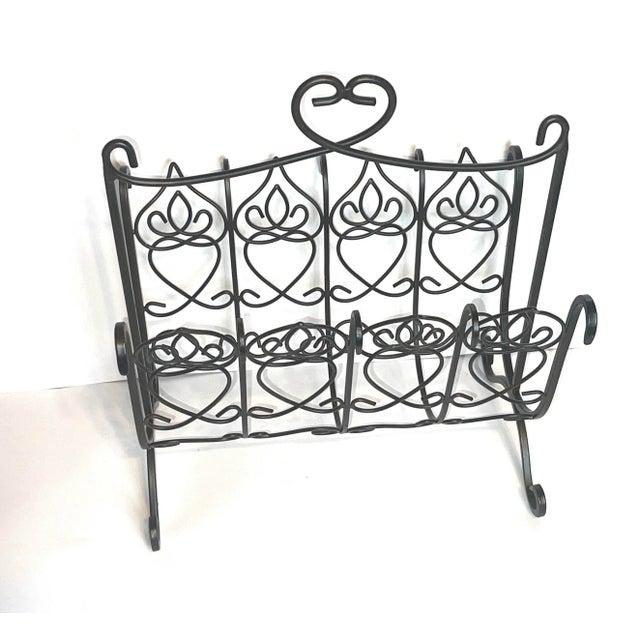 Black Iron French Victorian Magazine Firewood Rack For Sale - Image 4 of 11