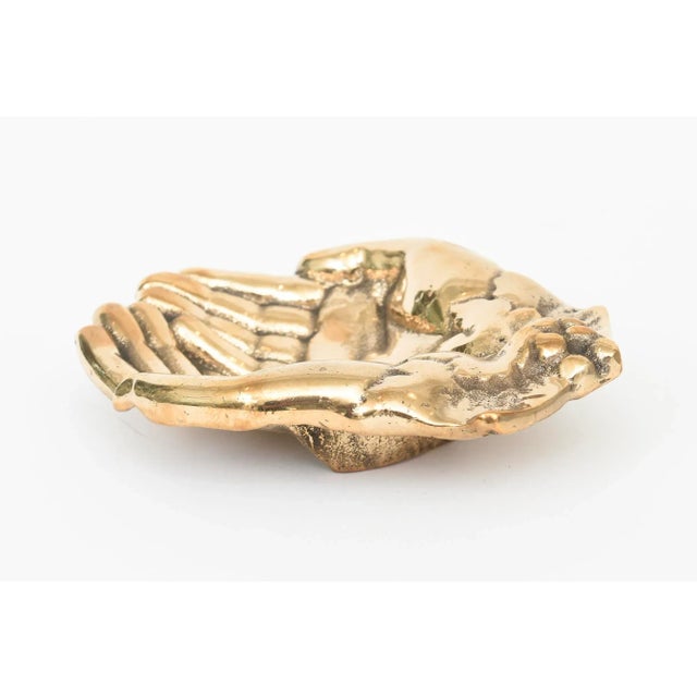 Metal Vintage Brass Bowl, Object or Paperweight With Praying Hands, 50's For Sale - Image 7 of 11