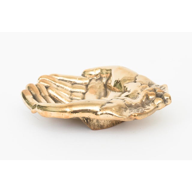 Metal Vintage Praying Hands Brass Bowl, Object or Paperweight 50's For Sale - Image 7 of 11