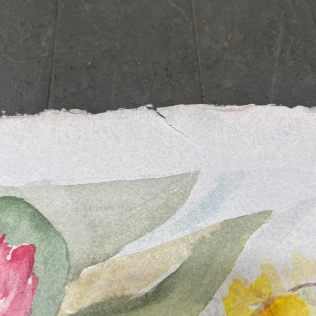 1980’s Original Impressionist Flowers in Vase Still Life Watercolor Painting For Sale In Philadelphia - Image 6 of 6
