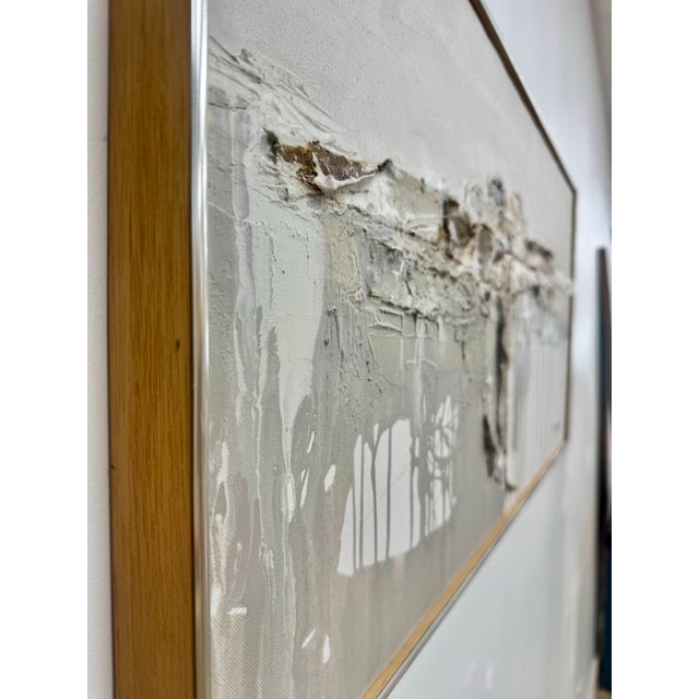 A wonderful organic modernist mixed media painting, signed and dated 1981. Thick layers of material create a heavily...