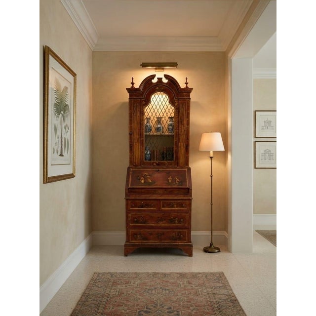 18th-Century Venetian Style Red & Gold Chinoiserie Bureau Cabinet For Sale In West Palm - Image 6 of 12