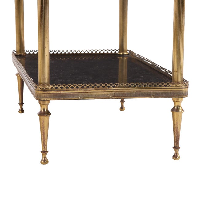 A Pair of French Brass and Marble Two-Tier Tables, C. 1945. For Sale In Philadelphia - Image 6 of 6