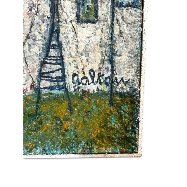 Stunning original signed mixed media painting framed in painted wood by Herta Galton.