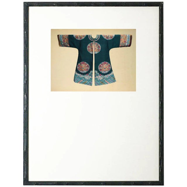Asian Dark Turquoise & Pink Robe in Bamboo Frame 13x17 For Sale - Image 3 of 3