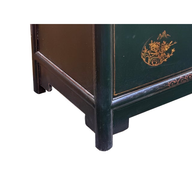 Distressed Black Golden Floral Graphic Tall Side End Table Cabinet For Sale - Image 14 of 14