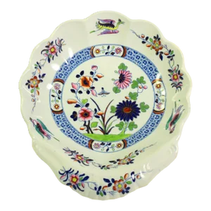 Circa 1820 Regency / Georgian Spode Pearlware Dish Shell Shaped Chinoiserie Flower