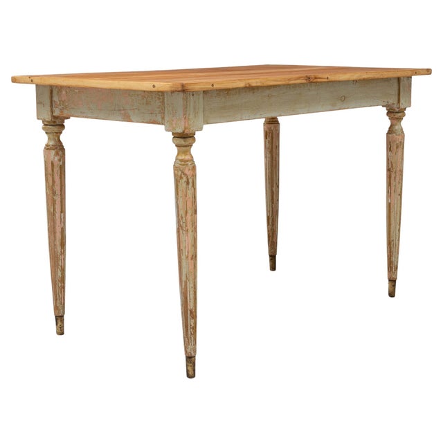 20th Century French Gustavian Wood Patinated Side Table For Sale - Image 9 of 18