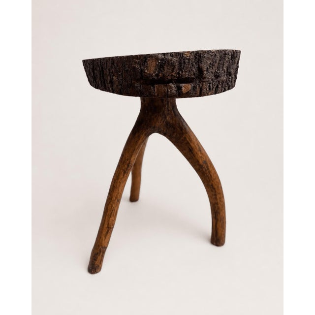 Vintage Brutalist Live-Edge Oak Log Stool with Branch Legs, 1960s For Sale - Image 9 of 9