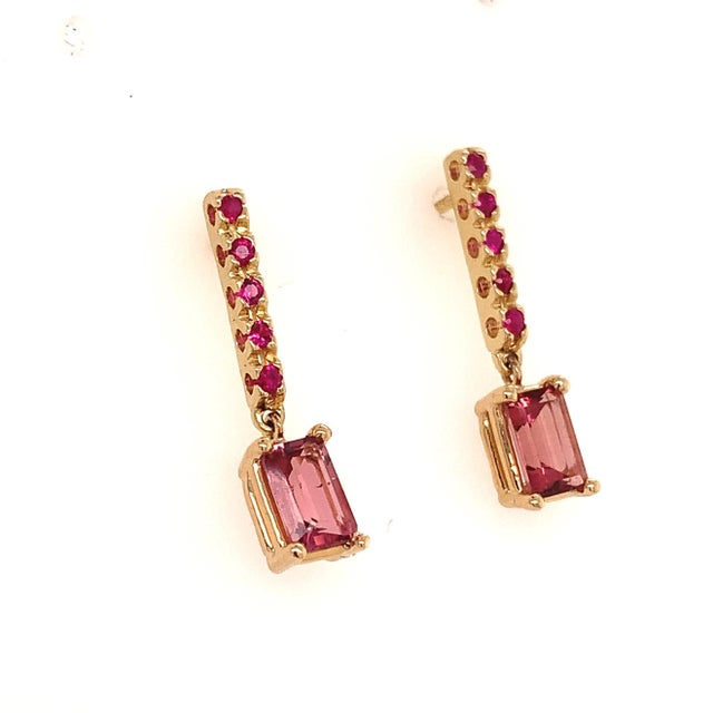 Traditional Rubellite Tourmaline Ruby Earrings 14k Gold 1.25 TCW Certified For Sale - Image 3 of 18