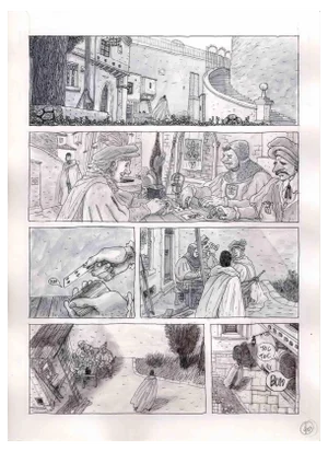 Vincenzo Bizzarri, Playing Cards in Castel, Ink & Watercolor on Paper, 2015