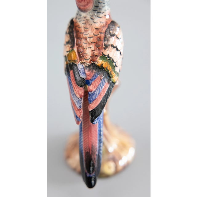 Vintage Italian Majolica Parakeet Bird Figurine For Sale In Houston - Image 6 of 8