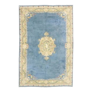 Oversized Vintage Blue Indian Floral Rug - 11'09 X 17'10 For Sale
